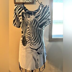 Bejeweled zebra top, size small